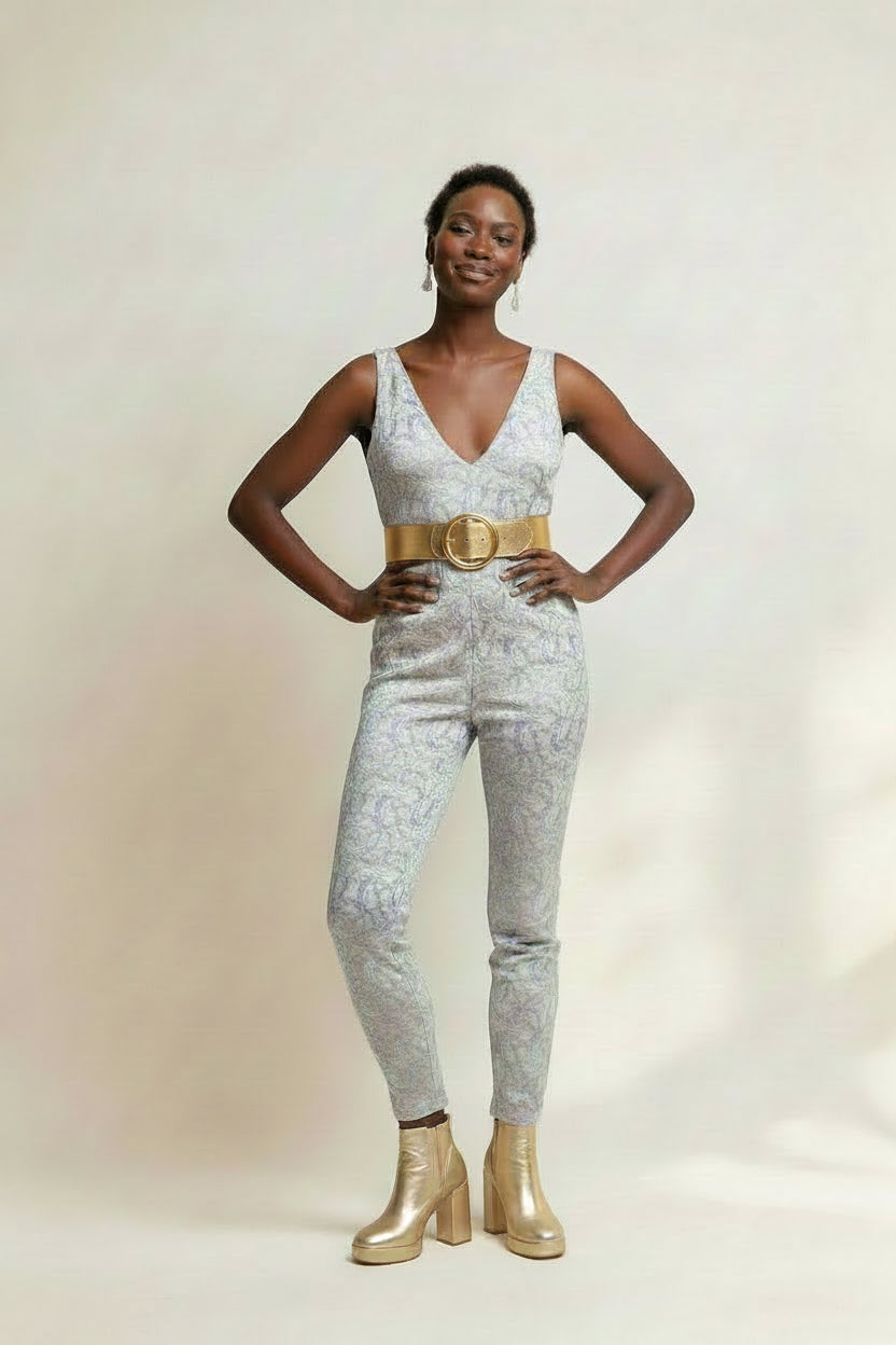 Sandstone & Silver Lace Jumpsuit