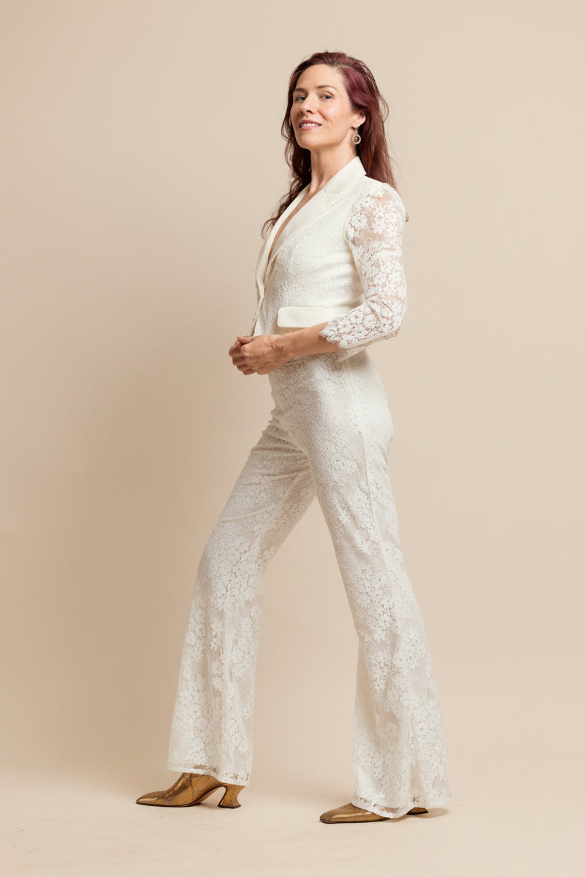 Jasmine Lace Pants – Ivory Floral Lace Trousers