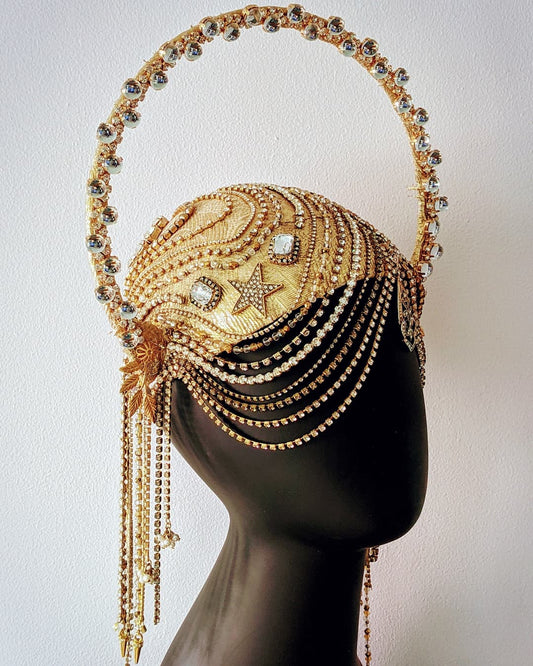 Golden Era Crown, Flapper Headpiece 1920's Crown, Gold Halo, Halloween Flapper Crown, Derby Headpiece