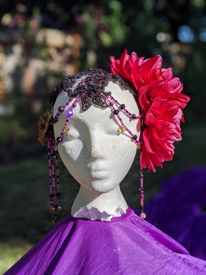 Garden Fairy Headdress, Forest Fairy Headpiece, Halloween Headpiece, Flower Crown, Bellydancer Headpiece, Festival Fashion