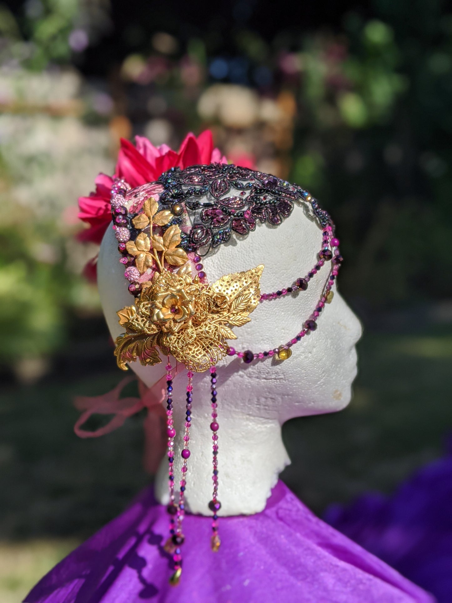 Garden Fairy Headdress, Forest Fairy Headpiece, Halloween Headpiece, Flower Crown, Bellydancer Headpiece, Festival Fashion