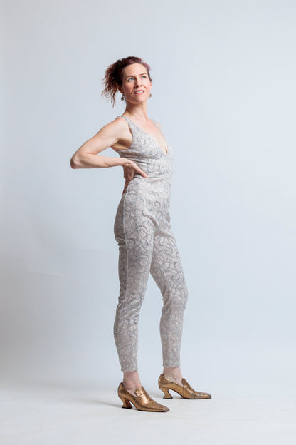 Sandstone & Silver Lace Jumpsuit