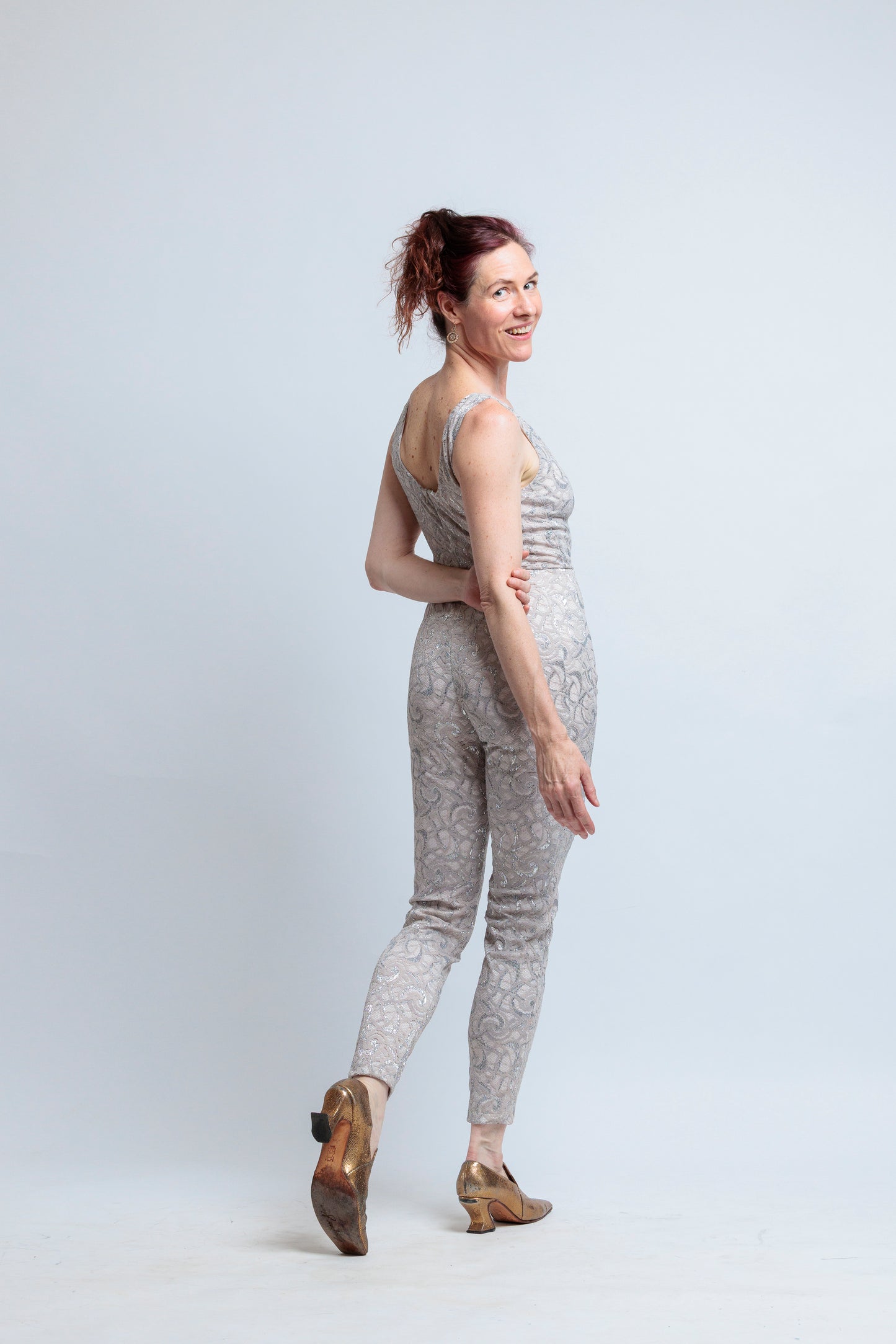 Sandstone & Silver Lace Jumpsuit