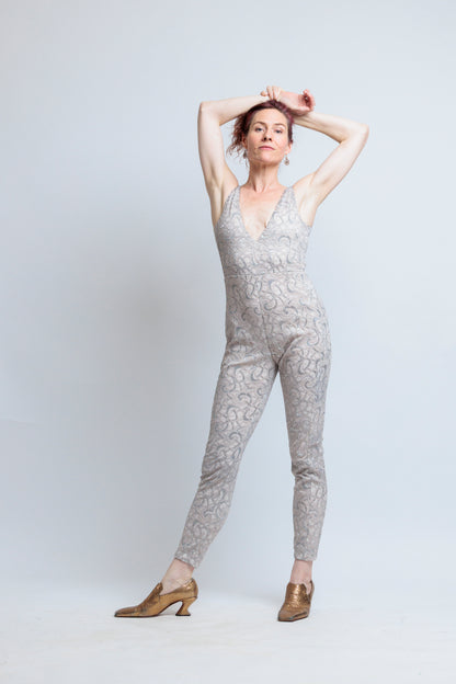 Sandstone & Silver Lace Jumpsuit