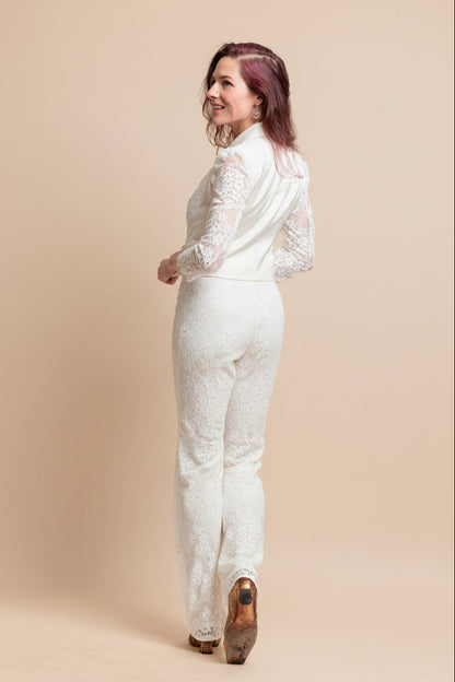 Jasmine Lace Pants – Ivory Floral Lace Trousers