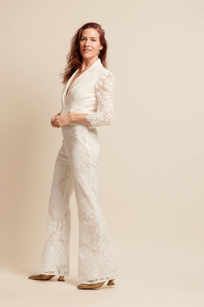 Jasmine Lace Pants – Ivory Floral Lace Trousers