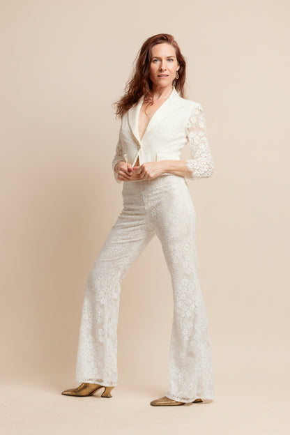 Jasmine Lace Pants – Ivory Floral Lace Trousers