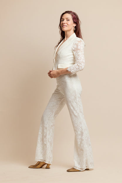 Jasmine Lace Pants – Ivory Floral Lace Trousers