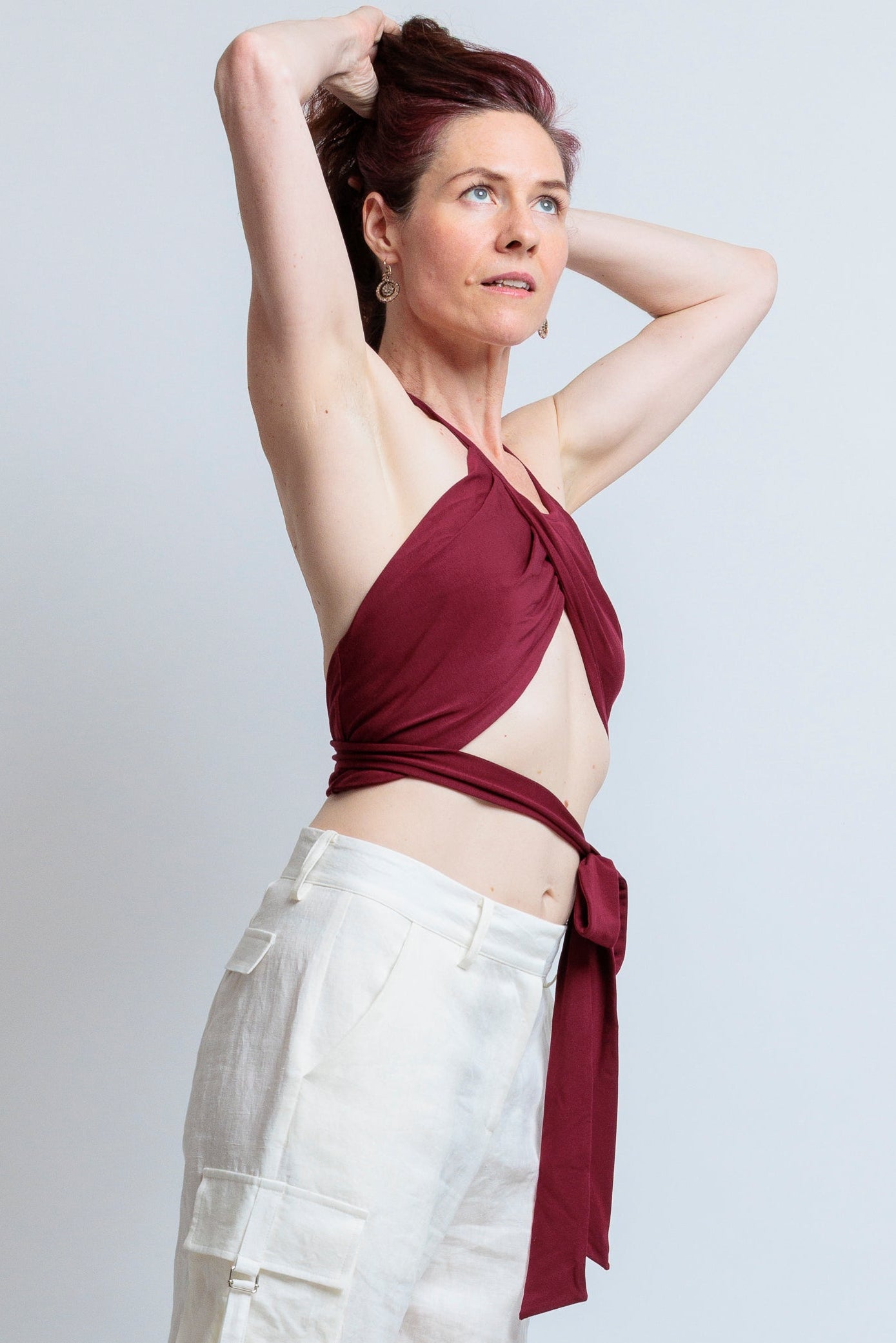 Burgundy Jersey Wrap Top