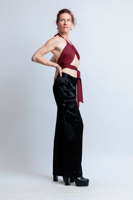 Burgundy Jersey Wrap Top