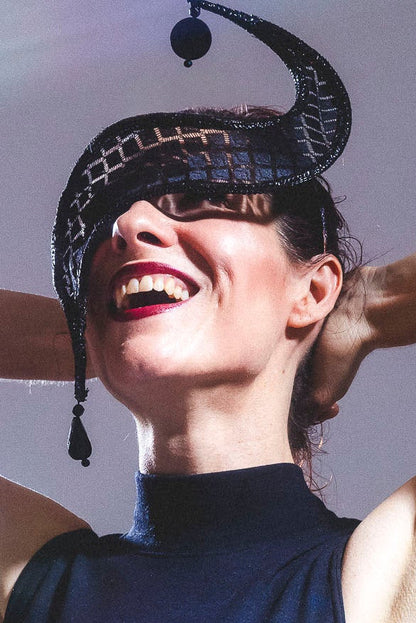 Black Lace Mask, Derby Headpiece, Avant Garde Headpiece, Masquerade Mask, Designer Mask, Face Art, Face Frame