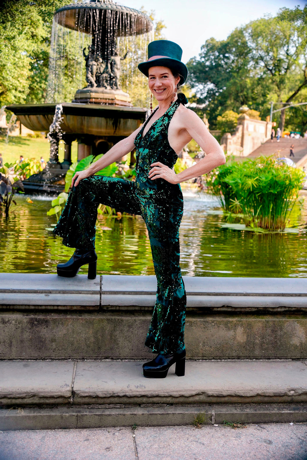 Emerald Green Sequin and Velvet Jumpsuit