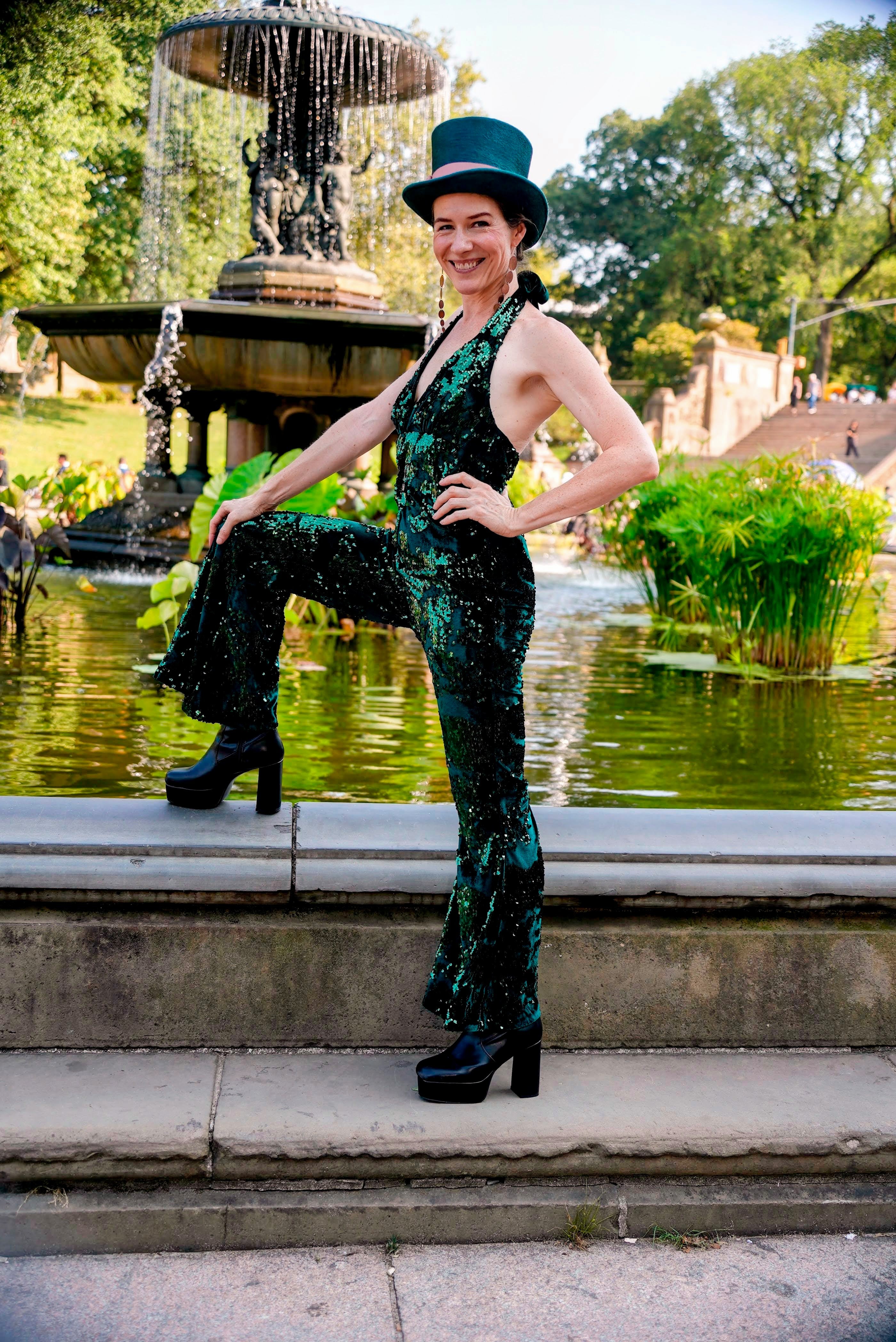 Emerald Green Sequin and Velvet Jumpsuit