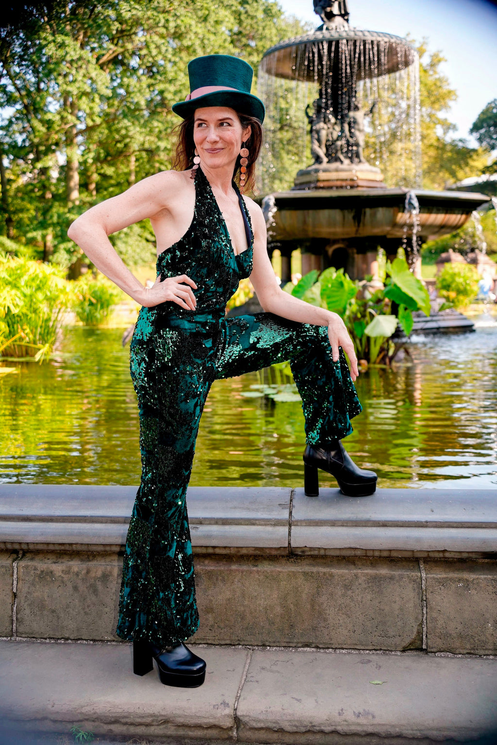 Emerald Green Sequin and Velvet Jumpsuit