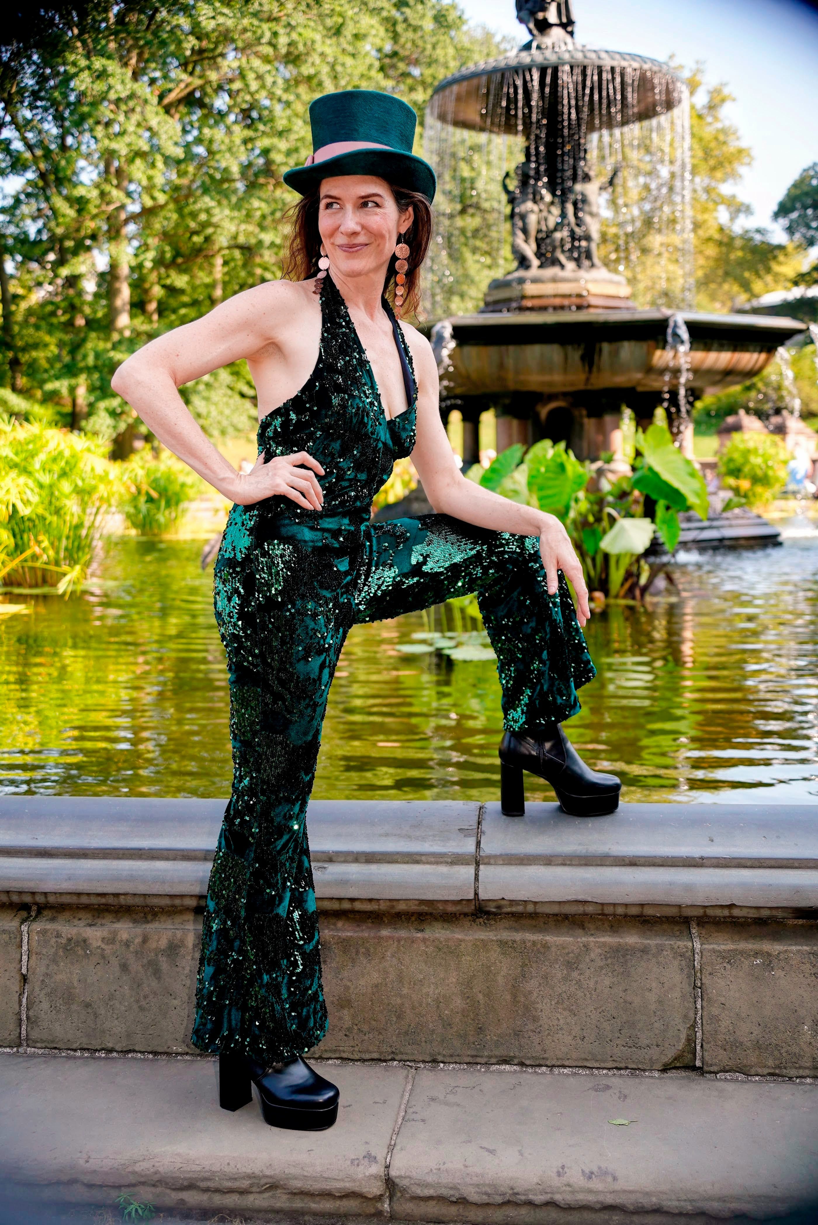 Emerald Green Sequin and Velvet Jumpsuit