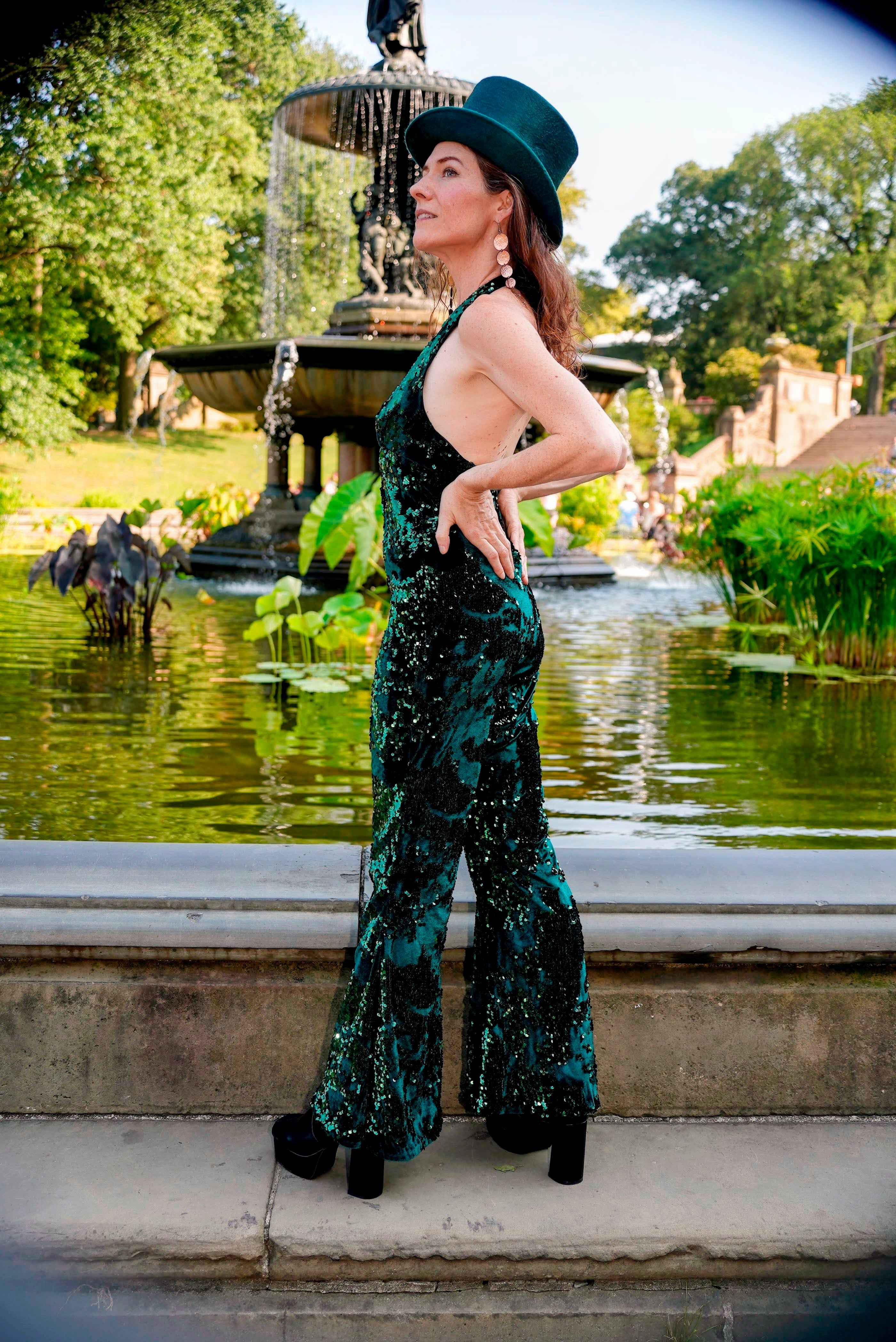 Emerald Green Sequin and Velvet Jumpsuit