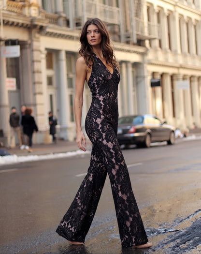 Poppyseed Lace Jumpsuit - Custom Lace One Piece with Statement Lining