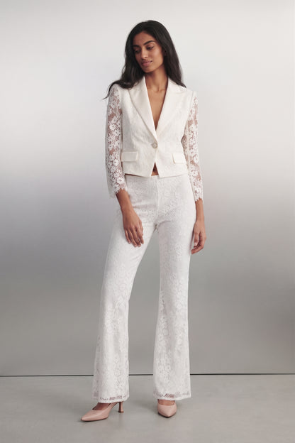 Jasmine Lace Pants – Ivory Floral Lace Trousers