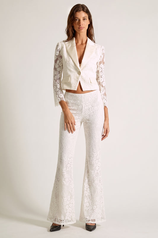 Jasmine Lace Pants – Ivory Floral Lace Trousers
