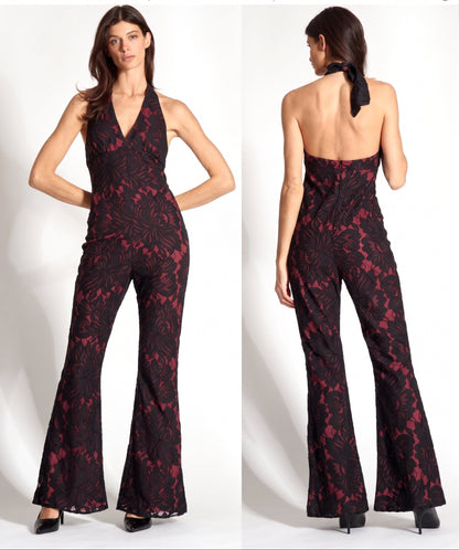 Poppyseed Lace Jumpsuit - Custom Lace One Piece with Statement Lining