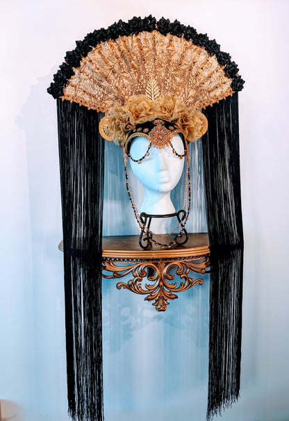 Gold and Black Flamenco Goddess Headdress