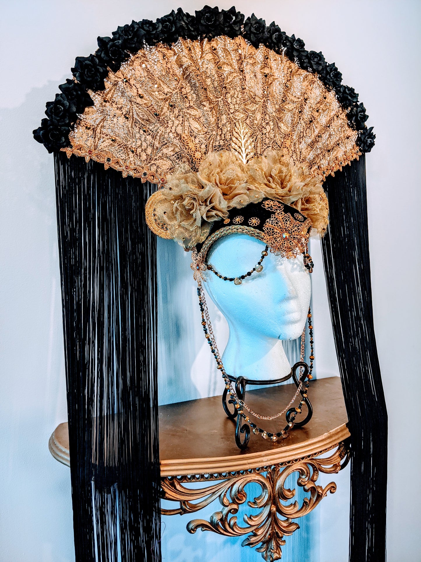 Gold and Black Flamenco Goddess Headdress