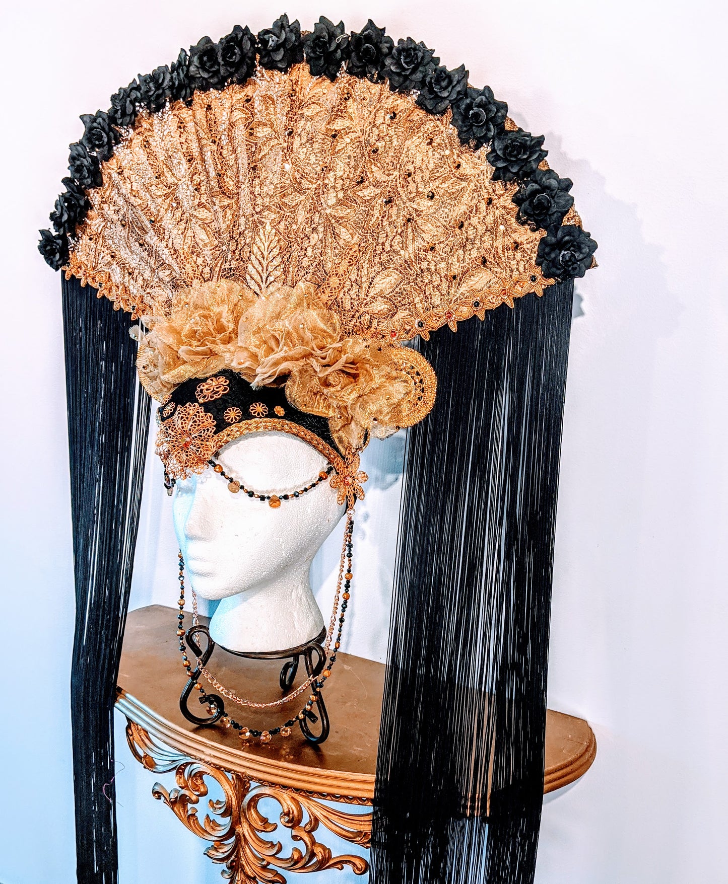 Gold and Black Flamenco Goddess Headdress