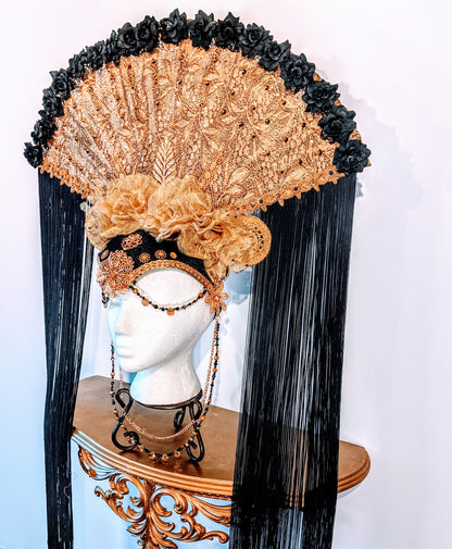 Gold and Black Flamenco Goddess Headdress