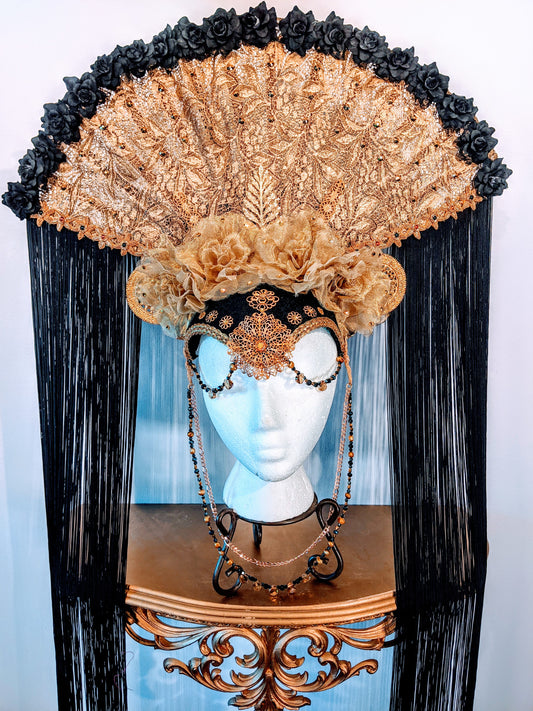 Gold and Black Flamenco Goddess Headdress