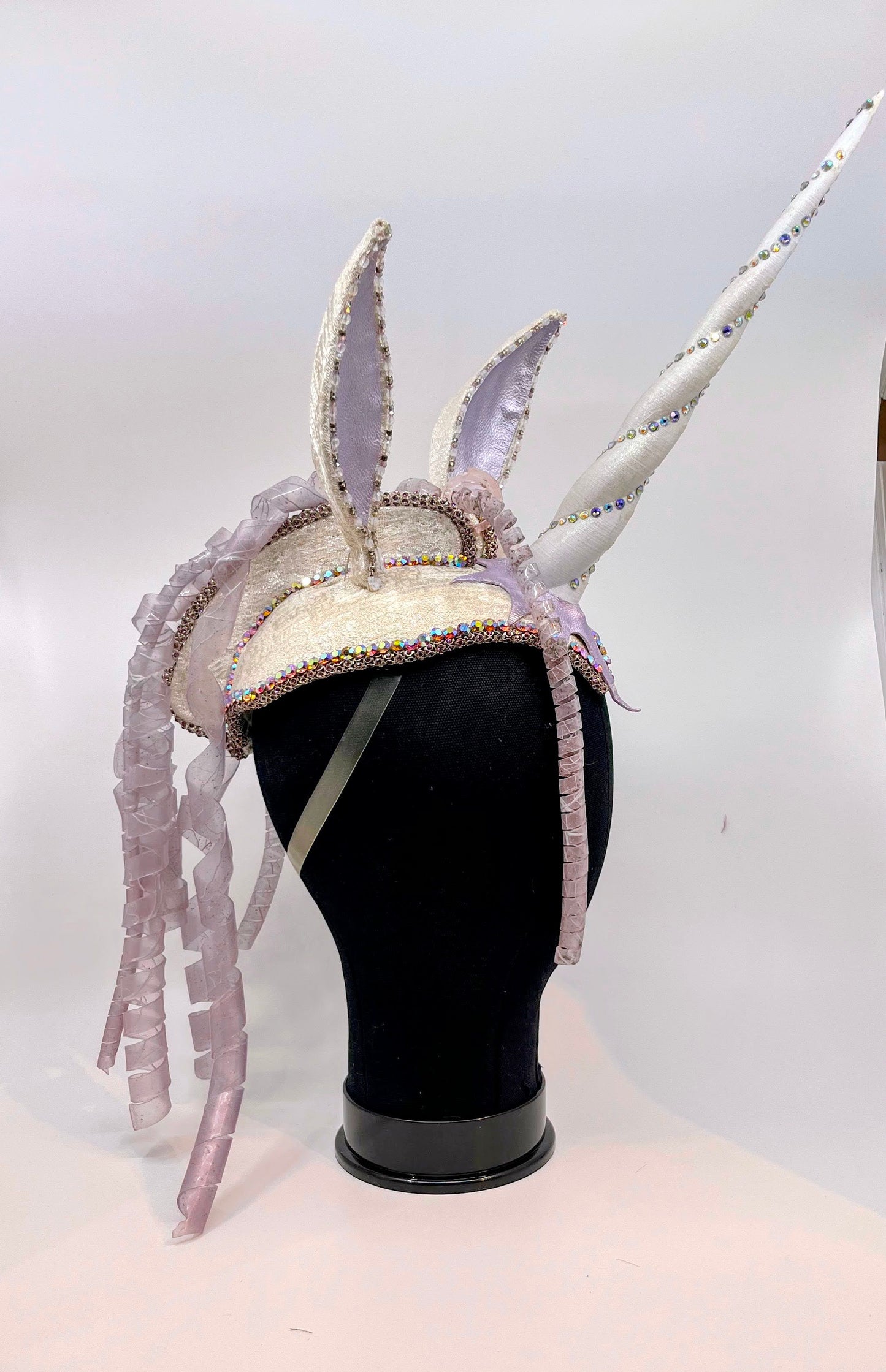 The Last Unicorn Headdress, Unicorn Headpiece, White and Lavender Unicorn Costume Crown, Unicorn Halloween headpiece