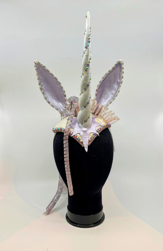 The Last Unicorn Headdress, Unicorn Headpiece, White and Lavender Unicorn Costume Crown, Unicorn Halloween headpiece