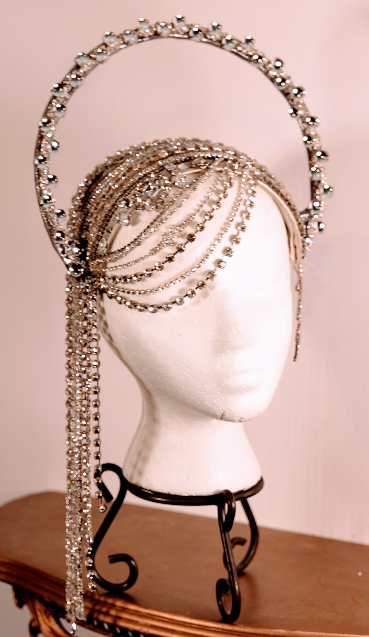 Diamond Hair Headpiece, Derby Headpiece, Festival Headpiece, Celestial Goddess 1920’s Halo Headpiece