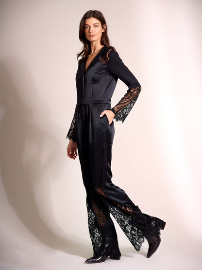 Alexandria Jumpsuit - Silk & French Lace Three - Fabric Luxury Design - Michelle Palmer Designs