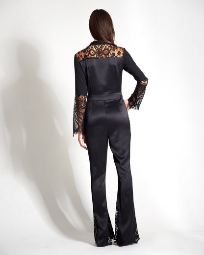 Alexandria Jumpsuit - Silk & French Lace Three - Fabric Luxury Design - Michelle Palmer Designs