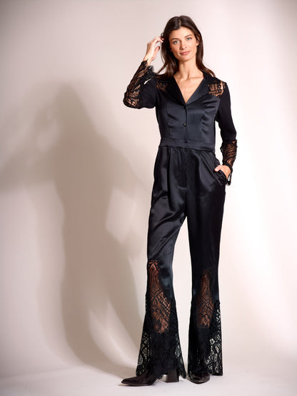 Alexandria Jumpsuit - Silk & French Lace Three - Fabric Luxury Design - Michelle Palmer Designs