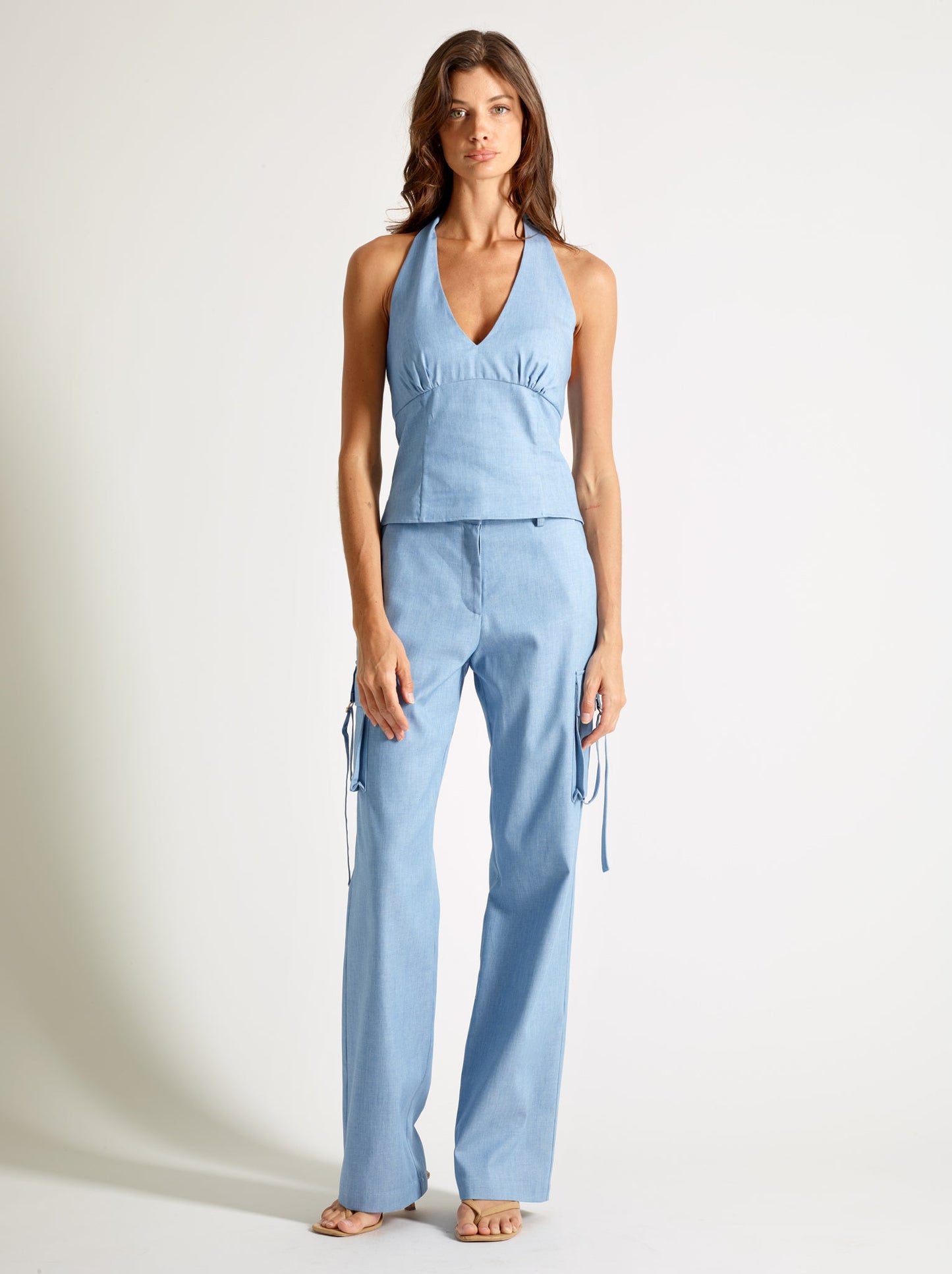 Blue Sky Denim Halter Top - Michelle Palmer Designs