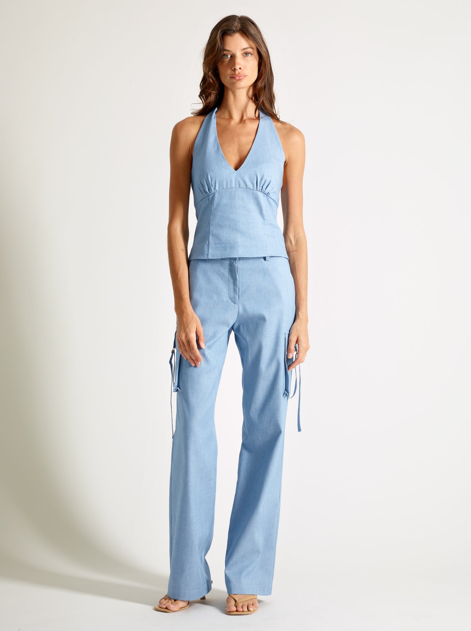 Blue Sky Denim Halter Top - Michelle Palmer Designs