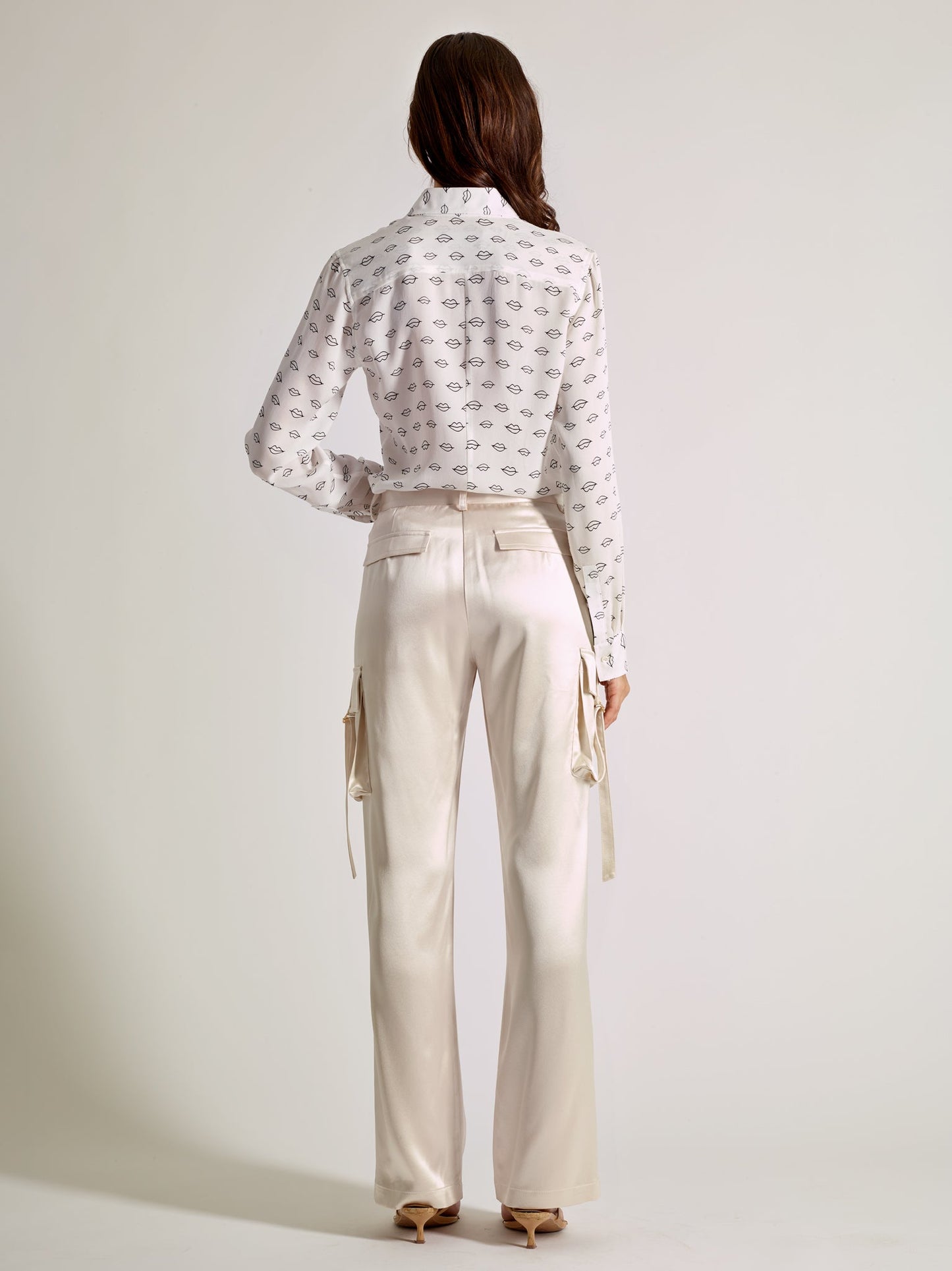 Ivory Silk Cargo Pants - Michelle Palmer Designs