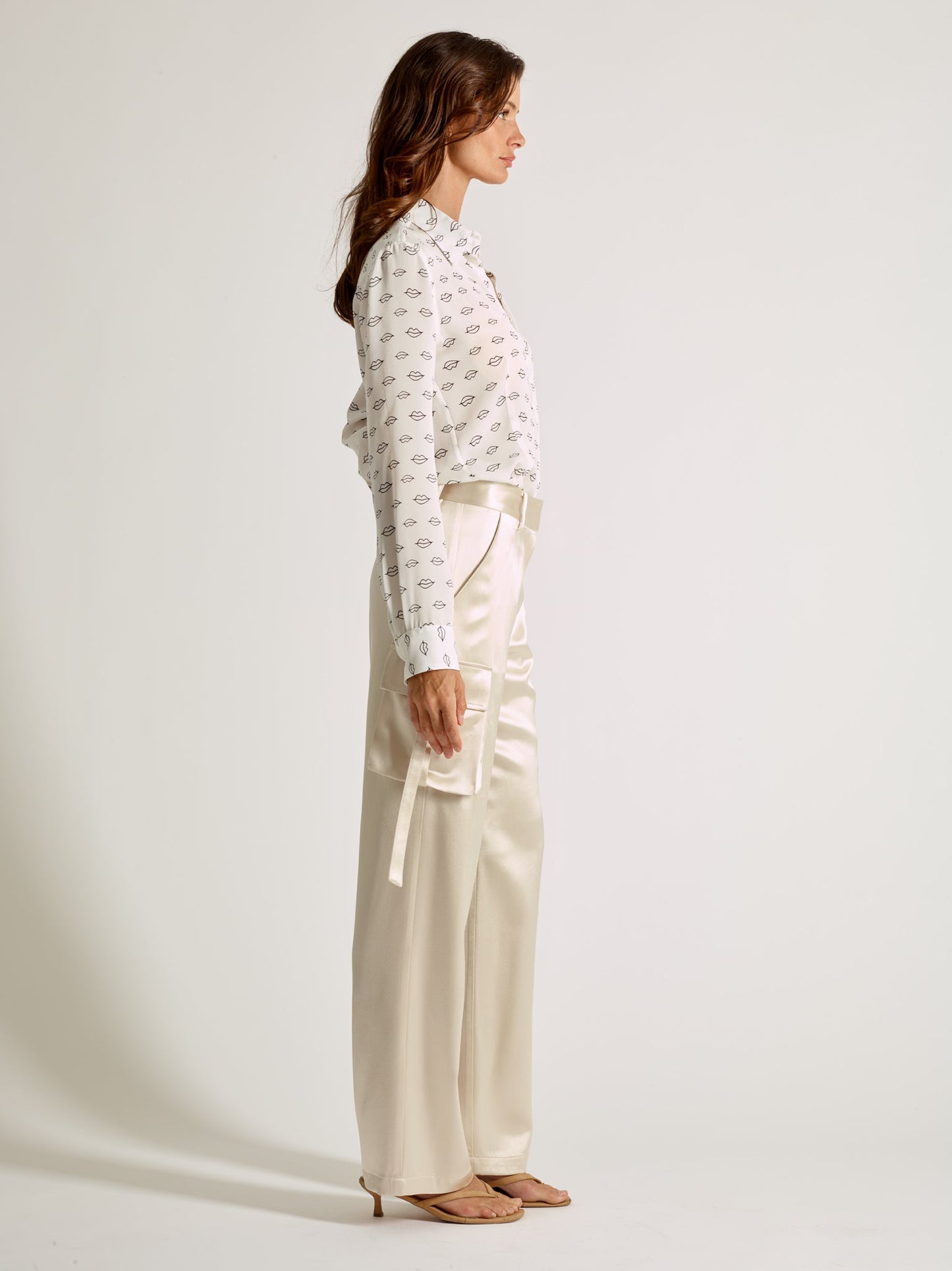 Ivory Silk Cargo Pants - Michelle Palmer Designs