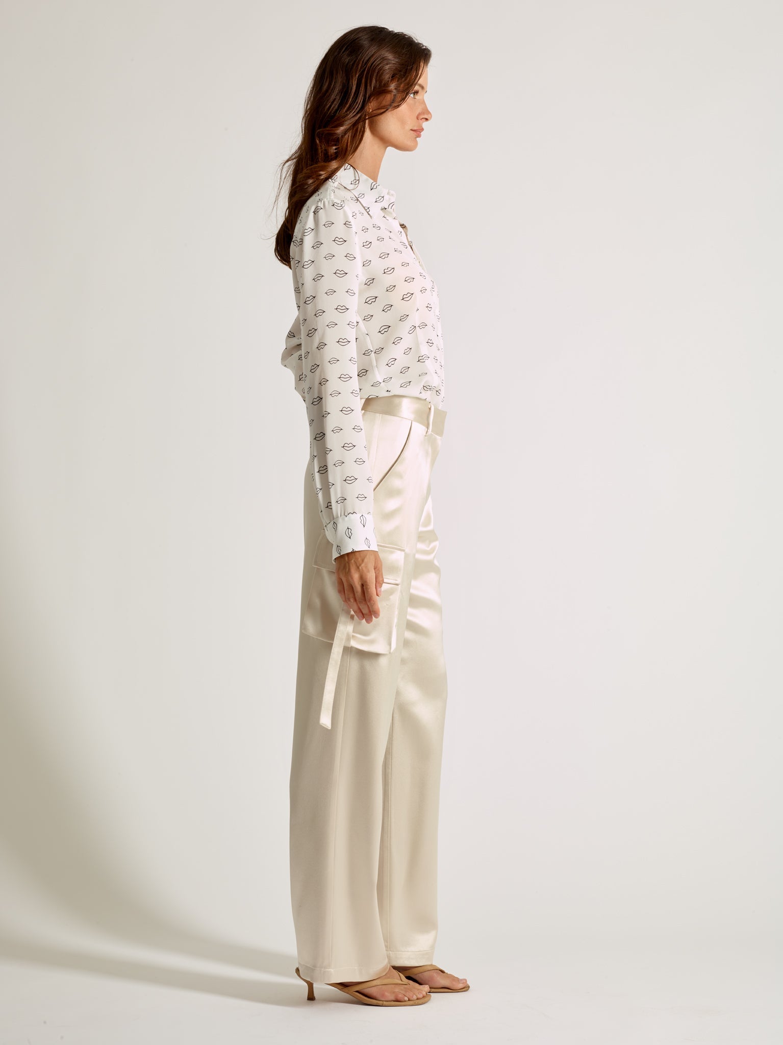 Ivory Silk Cargo Pants - Michelle Palmer Designs