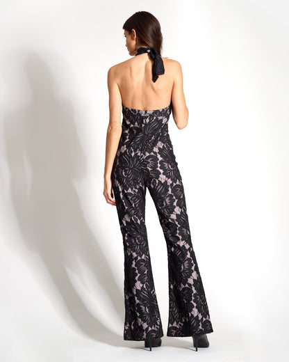 Poppyseed Jumpsuit in Custom Lace with Nude Lining - Michelle Palmer Designs