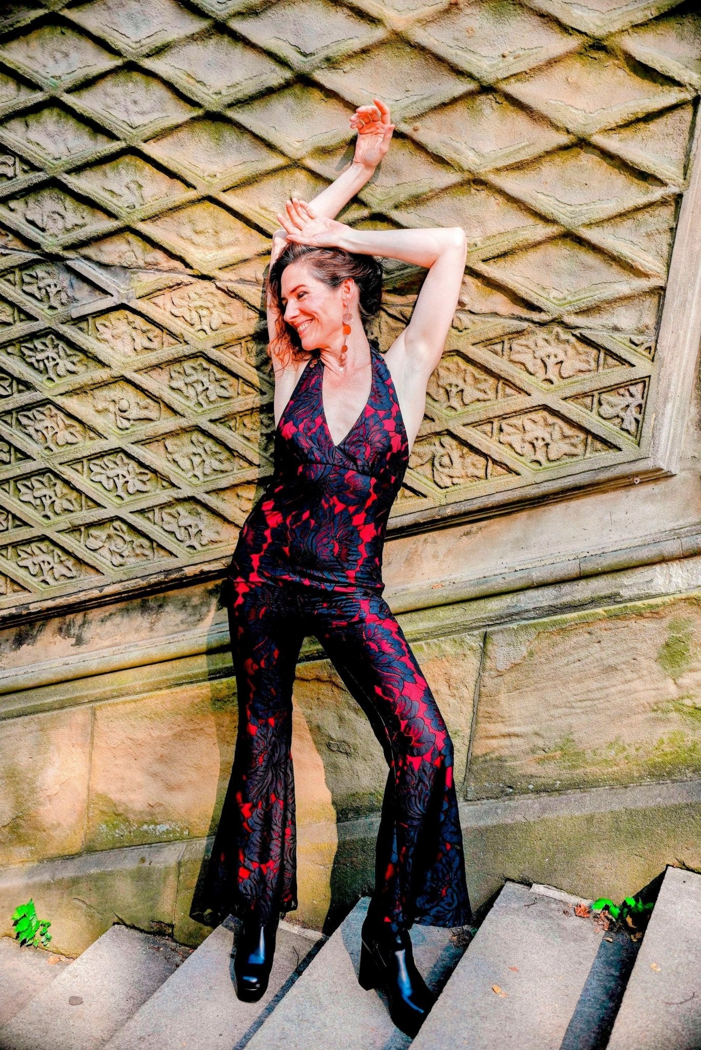 Poppyseed Jumpsuit in Custom Lace with Nude Lining - Michelle Palmer Designs