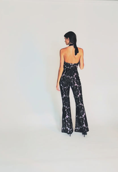 Poppyseed Lace Jumpsuit - Custom Lace One Piece with Nude Lining
