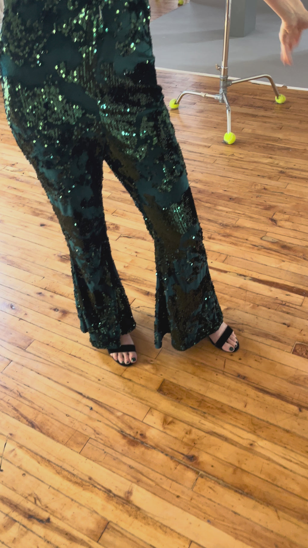Emerald Green Sequin and Velvet Jumpsuit