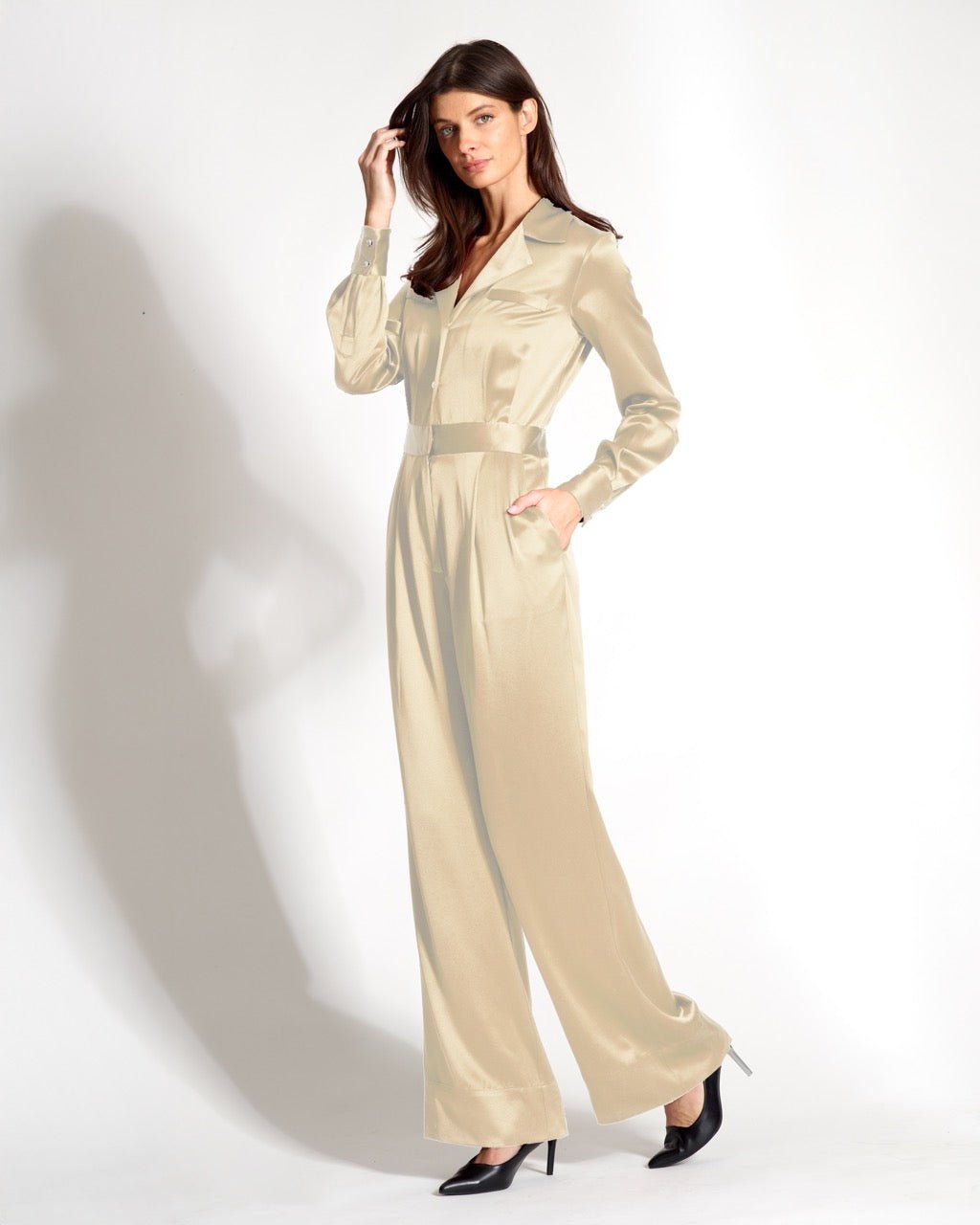The Artemis Pantsuit - Luxe Wrinkle Resistant Silk One Piece - Michelle Palmer Designs